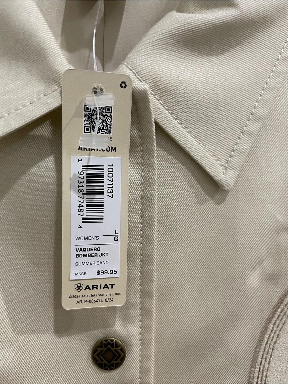 ARIAT Western Embroidered Neutral Bomber Jacket Cowgirl - Picture 6 of 10